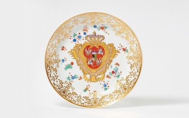 A Meissen porcelain plate from a later order for the coronation service of August III