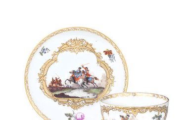 A Meissen teacup and saucer, circa 1750