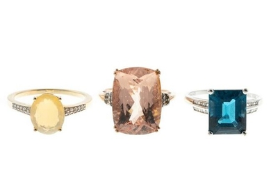 A Morganite Ring & Other Rings in Gold