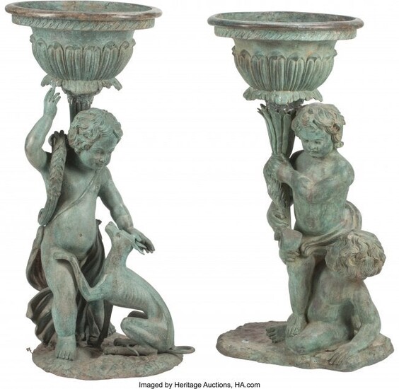A Near Pair of Italian Pompeian-Style Patinated