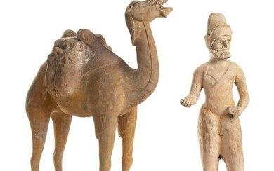 A PAINTED CERAMIC FUNERARY MODEL OF A BACTRIAN CAMEL