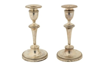 A PAIR OF GEORGE V STERLING SILVER CANDLESTICKS, BIRMINGHAM 1910 BY I. S GREENBERG View at The Barle