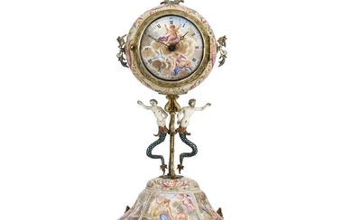 A PARCEL-GILT SILVER AND ENAMEL TIMEPIECE, KARL BANK, VIENNA, LATE 19TH CENTURY