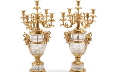 A Pair Of Louis Xvi Style Gilt Bronze Mounted Cut Glass