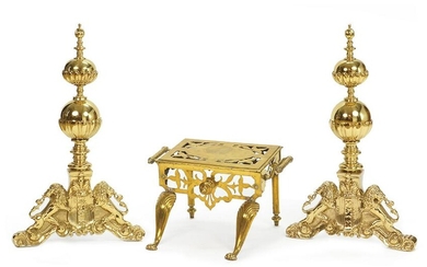 A Pair of Brass Andirons.