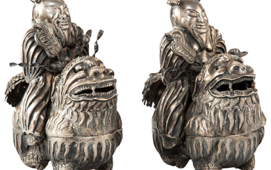 A Pair of Chinese Export Silver Figures of Zhongli Quan (circa 1900)