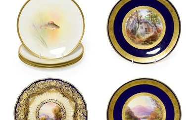 A Pair of Royal Worcester Porcelain Sandwich Plates, by Barker,...