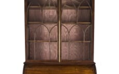 A Regency mahogany and inlaid bureau bookcase