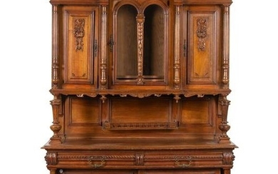 A Renaissance Revival Carved Walnut Serving Cabinet