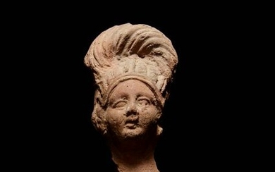 A Romano-Egyptian Terra Cotta Bust Height 3 1/2 inches.