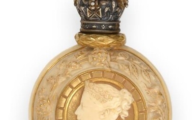 A Royal Worcester Porcelain Scent-Bottle With Gilt Plate Mount, Design...