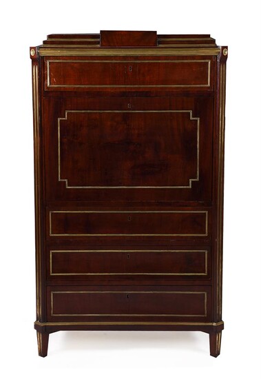 A Russian mahogany and gilt brass secretaire a abattant