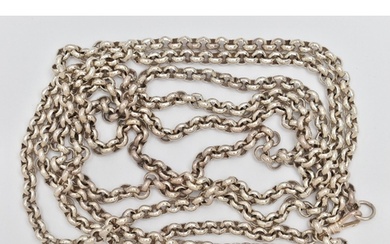A SILVER LONGUARD CHAIN, a belcher style chain, fitted with ...