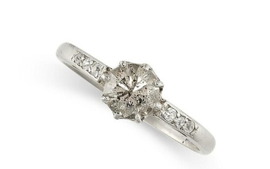 A SOLITAIRE DIAMOND RING set with a round brilliant cut