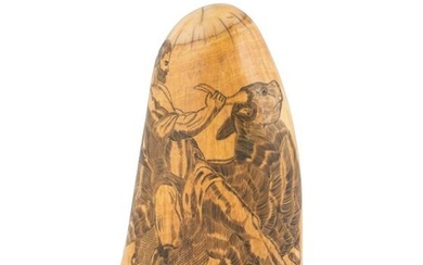 A Scrimshaw Tooth Depicting Hercules and the Cretan