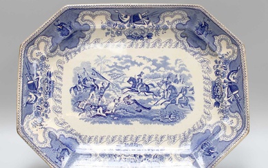 A Staffordshire Blue and White Texian Platter, 39.5cm by 31cm...