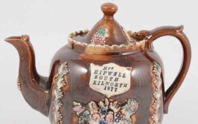A Victorian barge ware teapot