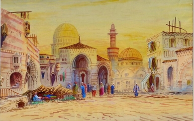 A WATERCOLOR ORIENTALIST PAINTING, 19TH C.