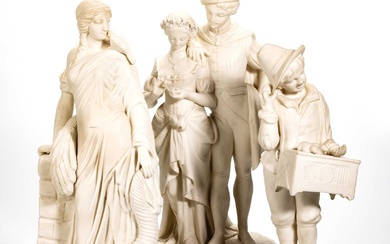 A WORCESTER PARIAN FIGURE, 'FAUST & MARGRET', BY WILLIAM BOYNTON KIRK