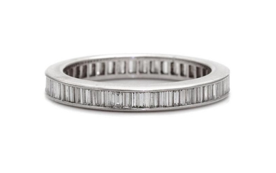 A White Metal and Diamond Eternity Band