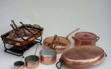 A collection of copper saucepans, pots, dishes a.o. Cordon Bleu Bia, Egro og Nilsjohan, Sweden, a.o.