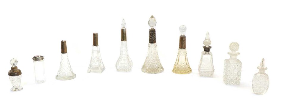 A collection of glass scent bottles