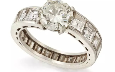 A diamond single stone ring, the claw-set brilliant-cut diamond weighing...