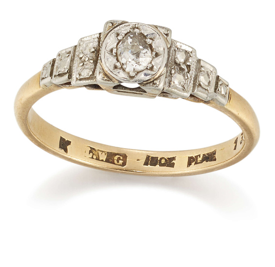 A diamond single stone ring, the single old-mine-cut diamond in...