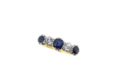 A five stone sapphire and diamond ring