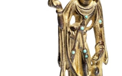 SOLD. A gilt bronze figure depiccting Guanyin. Tang 618-907. Weight 113 g. H. 10.3 cm. – Bruun Rasmussen Auctioneers of Fine Art