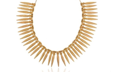 A gold amuletic necklace by Dima Rashid, the links in...