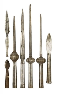 A group of steel spear heads of...