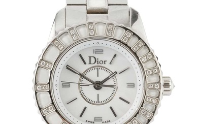 A lady's steel and diamond 'Christal' wristwatch by Christian Dior,...