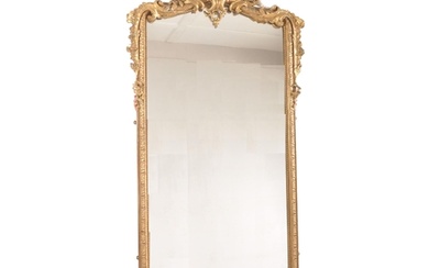 A large 19th Century giltwood and gesso worked tall wall mir...