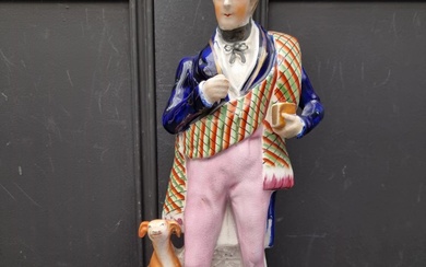 A large Victorian Staffordshire pottery figure of 'Walter Sc...