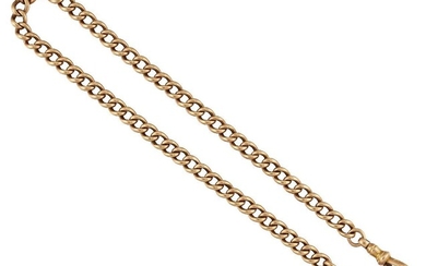 A late 19th / early 20th century gold watch chain,...