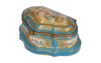 A late 19th/early 20th century French Sevres style shaped porcelain box