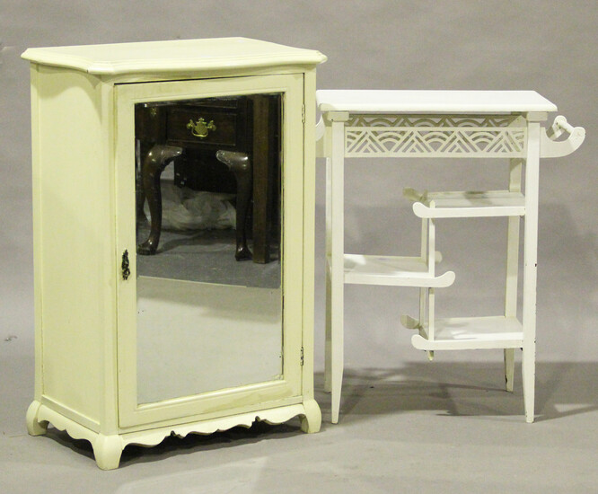 A late Victorian white painted asymmetrical occasional table, in the manner of E.W. Godwin, height 7