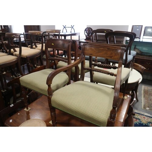 A matched set of eleven Regency mahogany dining chairs (9+2)