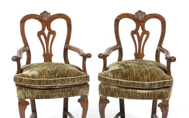 A pair of 18th century Venetian walnut armchairs