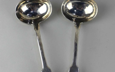 A pair of George IV silver sauce ladles