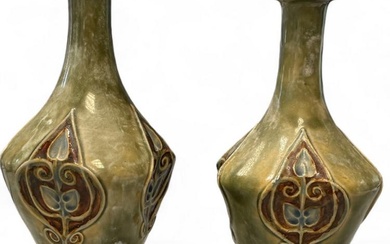 A pair of Royal Doulton art Nouveau Vases, Number 2464,9cm...