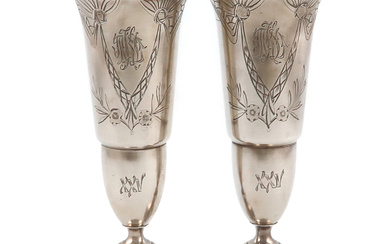 A pair of Russian silver goblets