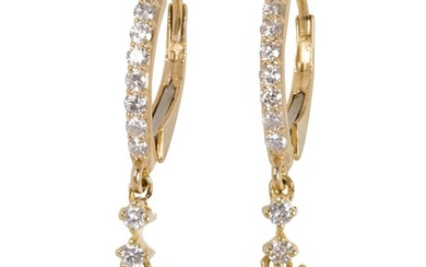 A pair of diamond and 14k gold earrings