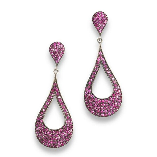 A pair of pink sapphire earrings