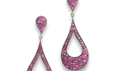 A pair of pink sapphire earrings