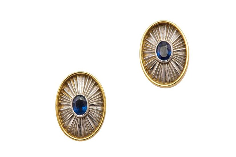 A pair of sapphire earstuds