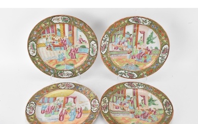A set of four Chinese export Canton Famille Rose plates, Qin...