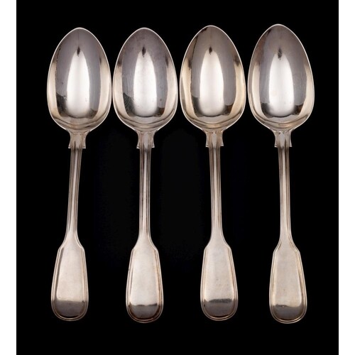 A set of four Victorian silver Fiddle and Thread pattern ta...