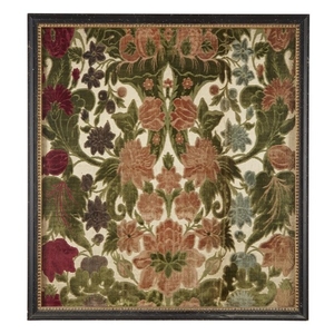 A silk and velvet brocade panel 19th century Framed....